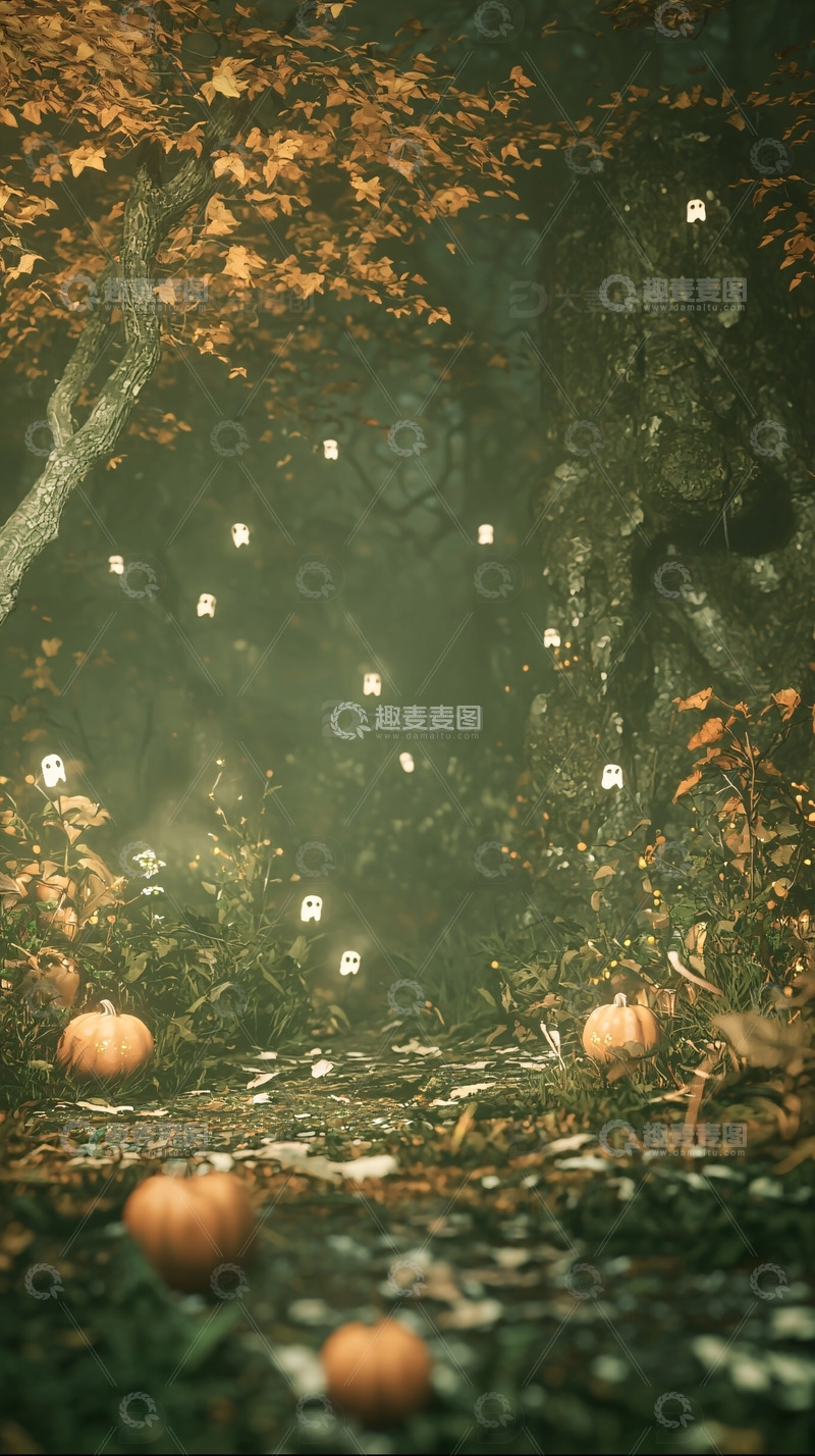 高清大图下载【趣麦麦图】幽暗森林南瓜灯笼