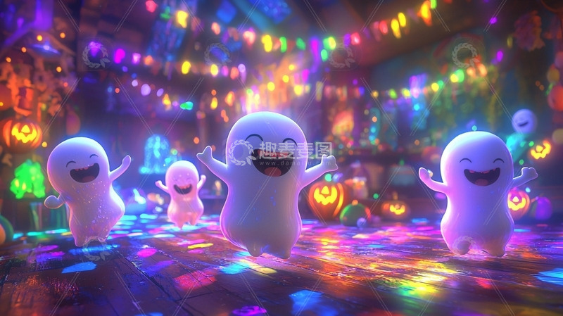 高清大图下载【趣麦麦图】欢快的幽灵万圣节派对
