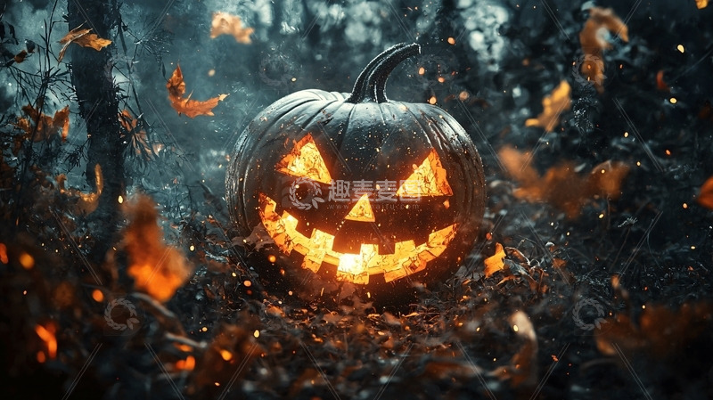 高清大图下载【趣麦麦图】暗黑森林南瓜灯