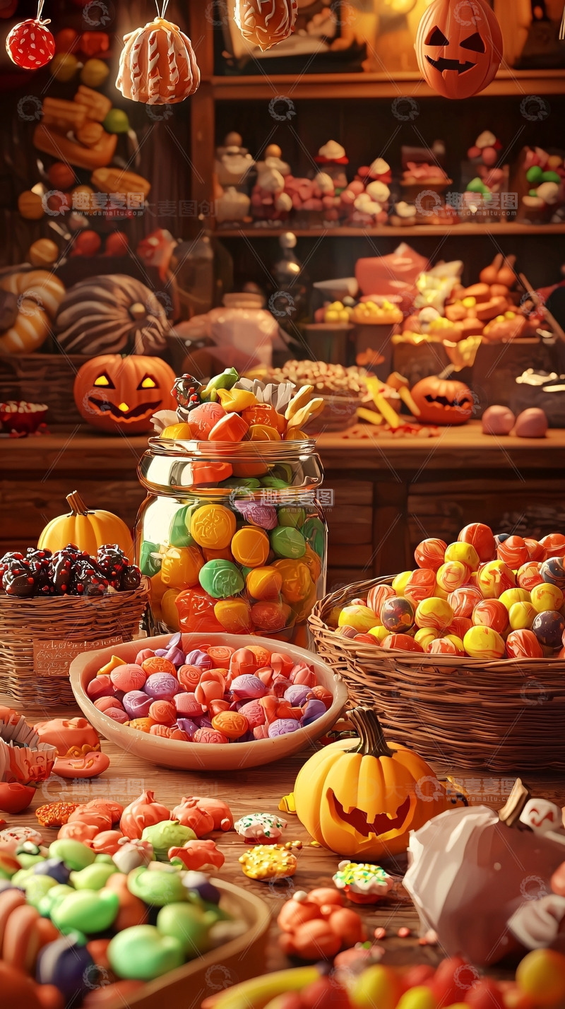 高清大图下载【趣麦麦图】万圣节糖果店