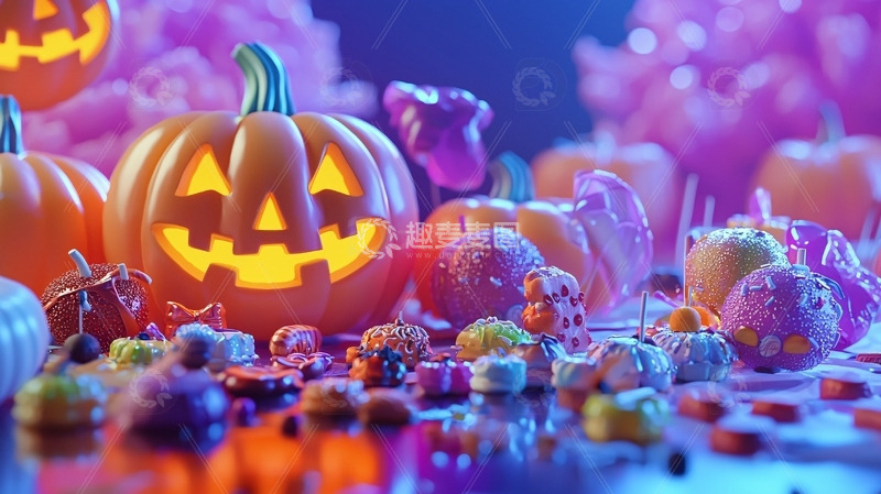 高清大图下载【趣麦麦图】万圣节南瓜灯糖果
