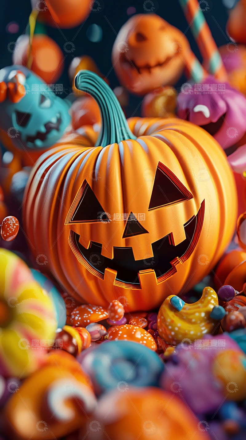 高清大图下载【趣麦麦图】万圣节南瓜糖果堆