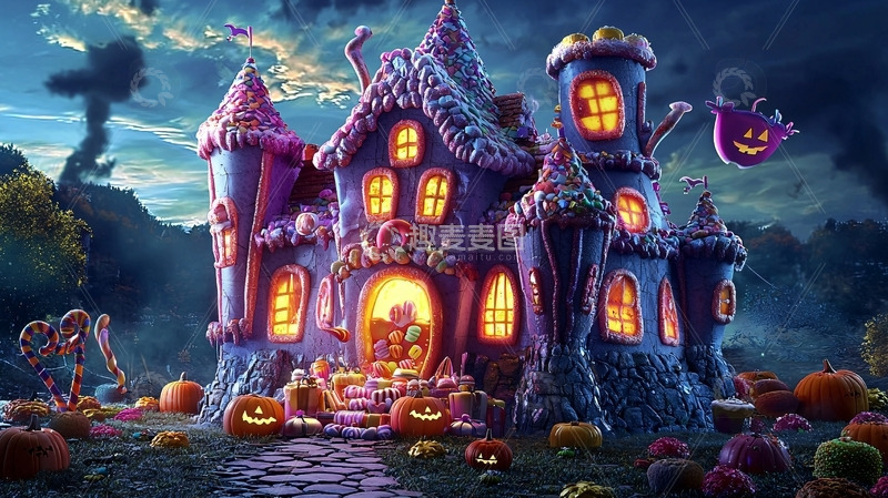 高清大图下载【趣麦麦图】万圣节糖果屋