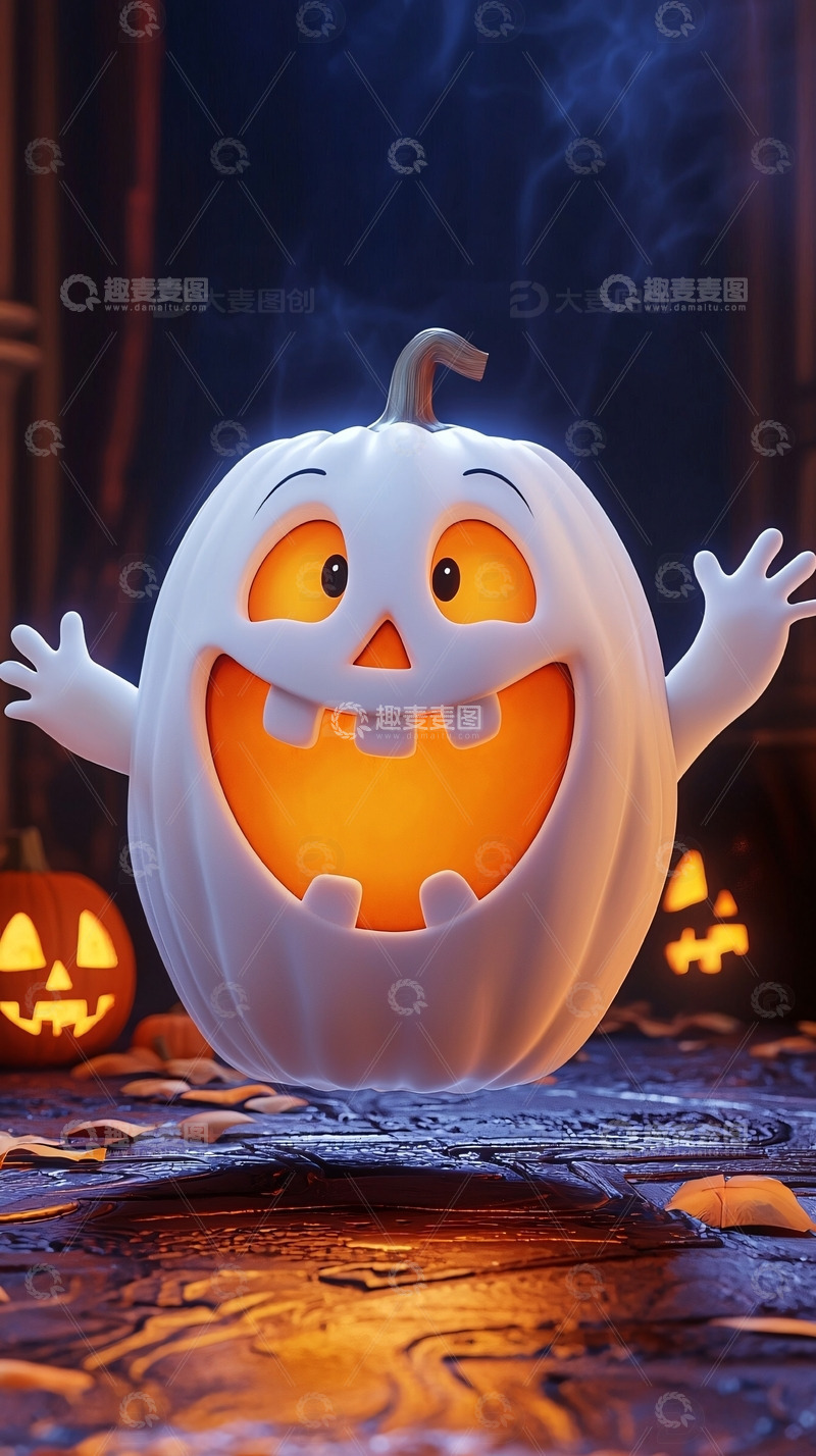 高清大图下载【趣麦麦图】可爱卡通南瓜灯