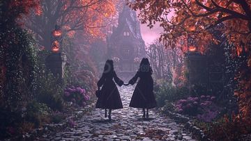 哥特式风格姐妹背影