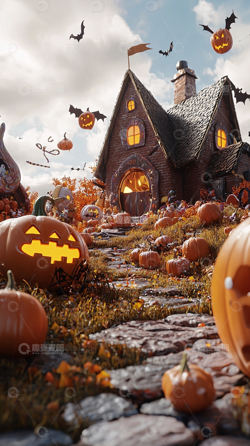 高清大图下载【趣麦麦图】万圣节南瓜屋