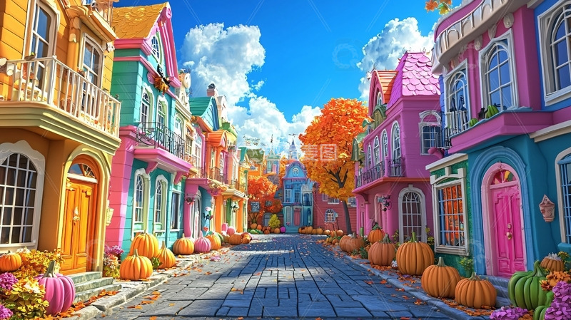 高清大图下载【趣麦麦图】彩色童话小镇