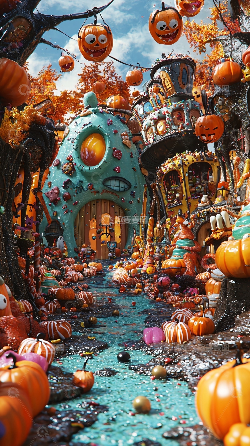 高清大图下载【趣麦麦图】万圣节南瓜主题街道
