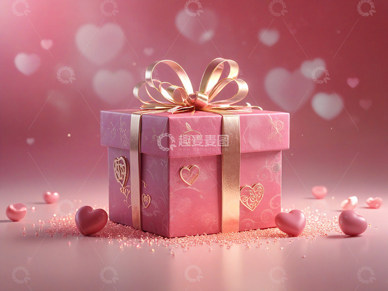 高清大图下载【趣麦麦图】520情人节浪漫粉色礼物礼品盒素材7