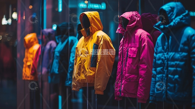 高清大图下载【趣麦麦图】彩色冲锋衣展示