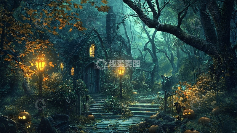 高清大图下载【趣麦麦图】幽暗森林小屋