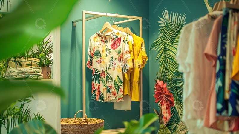 高清大图下载【趣麦麦图】绿植环绕的夏装陈列