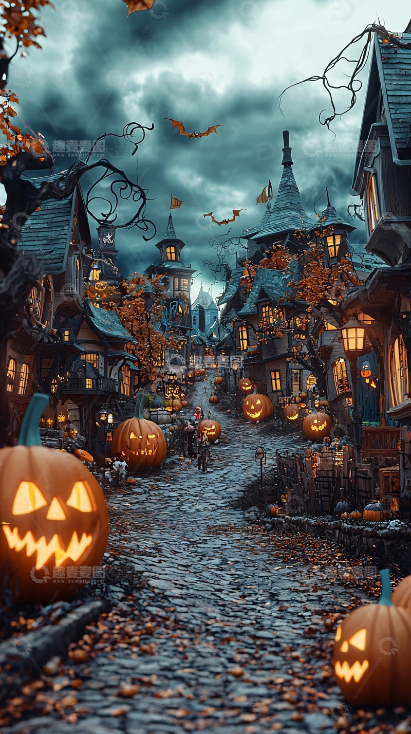 高清大图下载【趣麦麦图】万圣节主题诡异小镇
