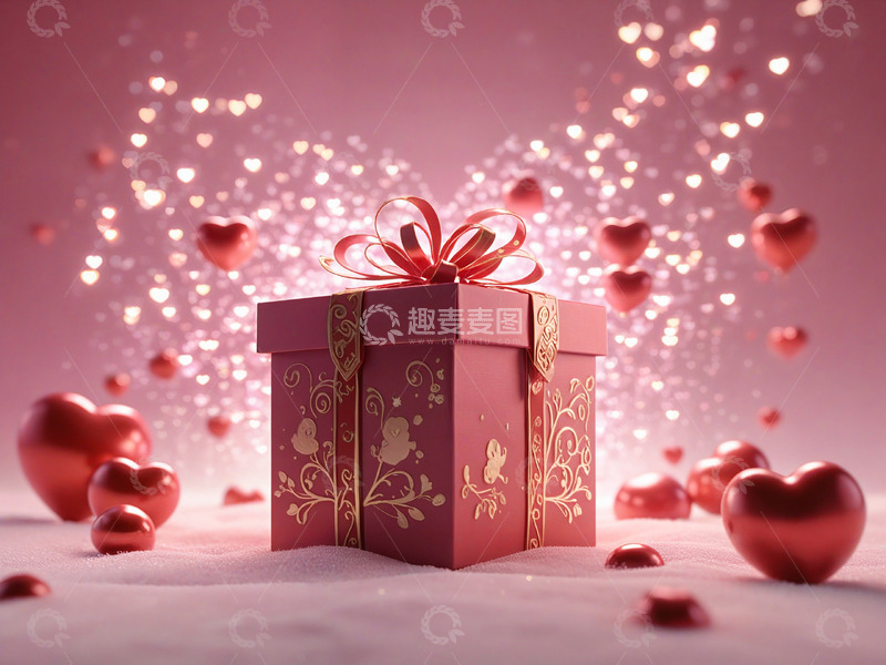 高清大图下载【趣麦麦图】520情人节浪漫粉色礼物礼品盒素材11