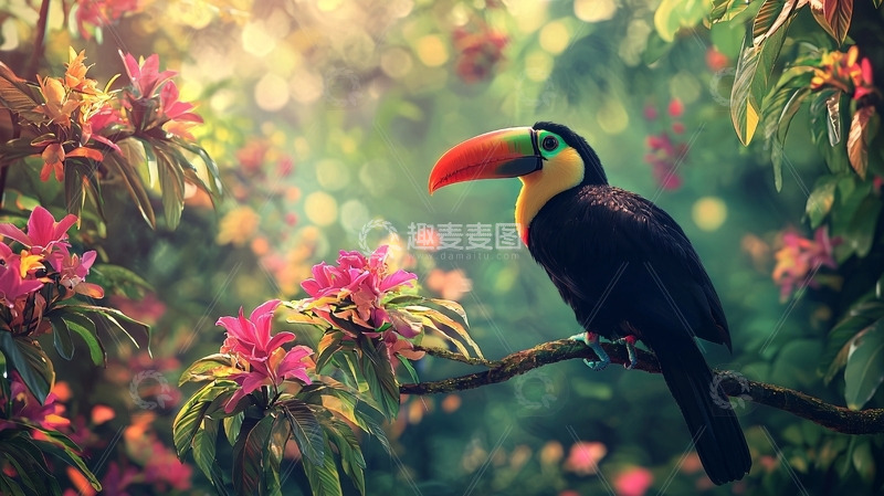 高清大图下载【趣麦麦图】热带雨林金刚鹦鹉