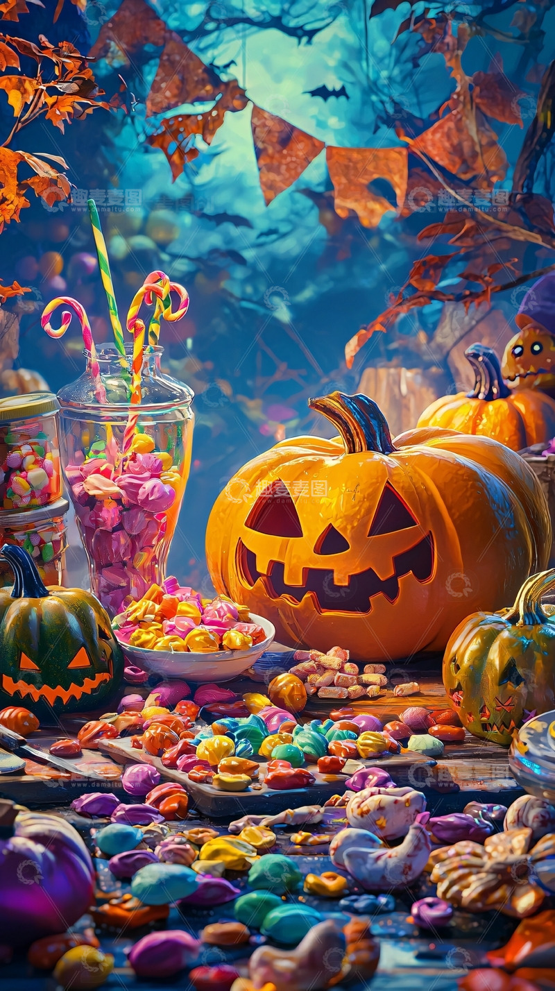 高清大图下载【趣麦麦图】万圣节南瓜糖果派对
