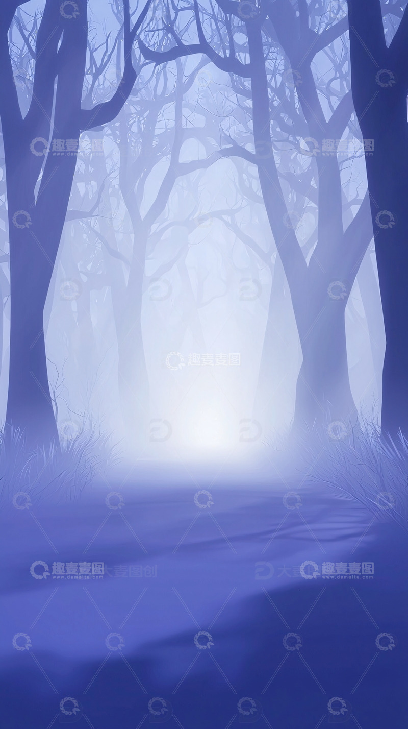 高清大图下载【趣麦麦图】雾气森林小路