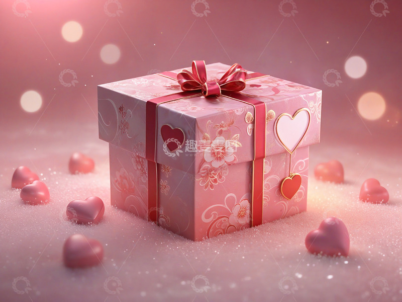 高清大图下载【趣麦麦图】520情人节浪漫粉色礼物礼品盒素材17