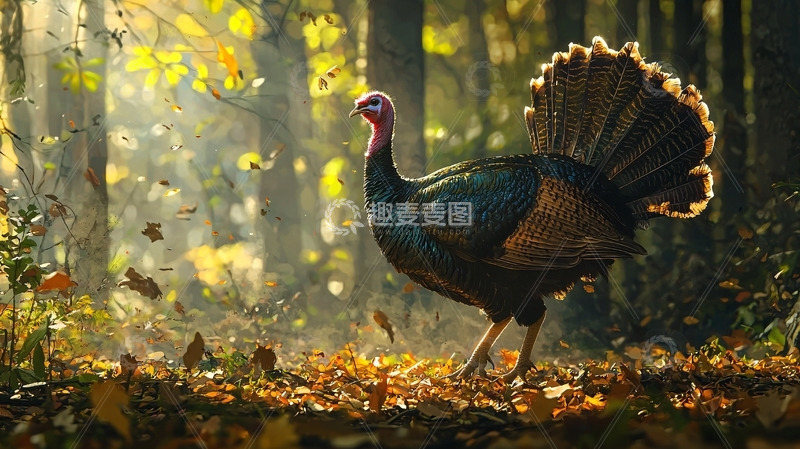 高清大图下载【趣麦麦图】森林里雄赳赳的火鸡