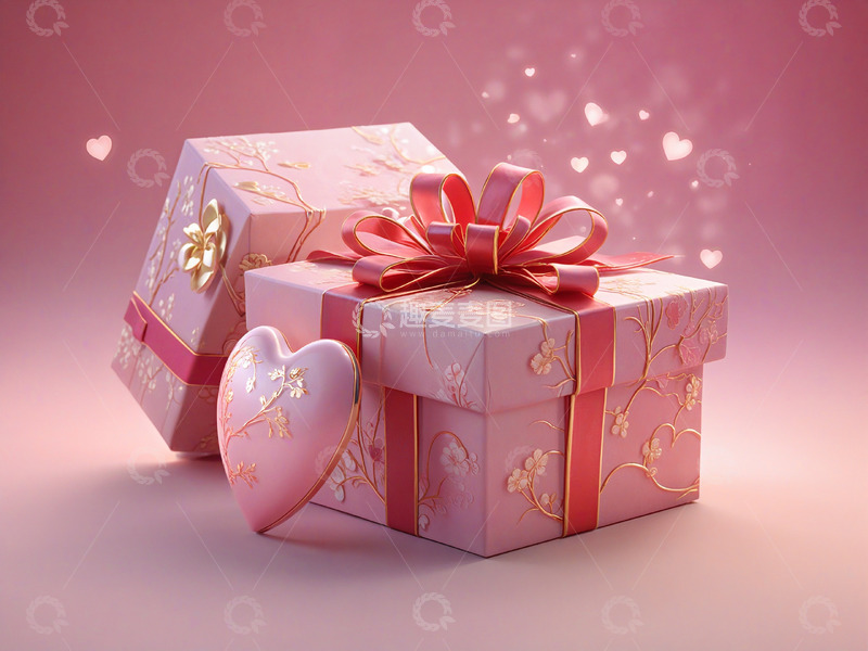 高清大图下载【趣麦麦图】520情人节浪漫粉色礼物礼品盒素材15
