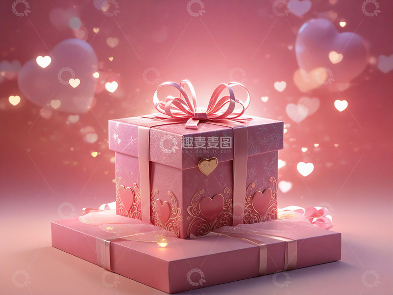 高清大图下载【趣麦麦图】520情人节浪漫粉色礼物礼品盒素材14