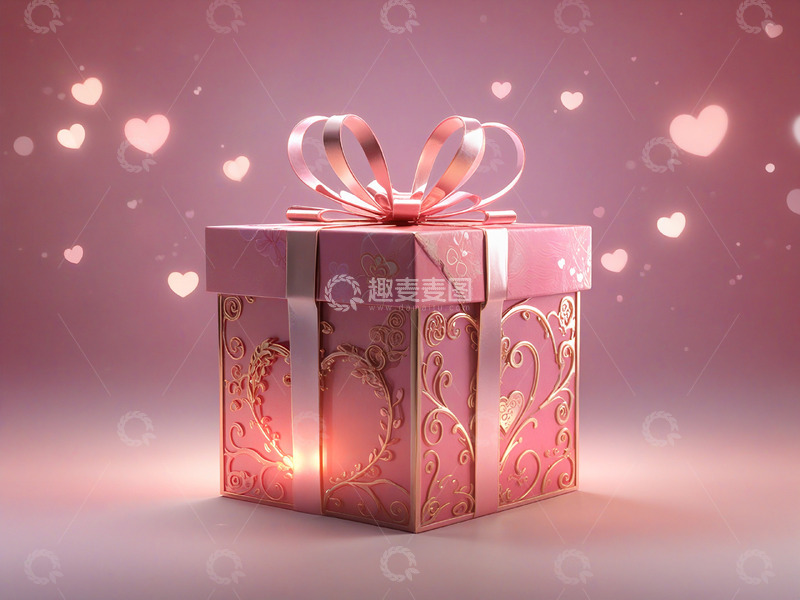 高清大图下载【趣麦麦图】520情人节浪漫粉色礼物礼品盒素材13