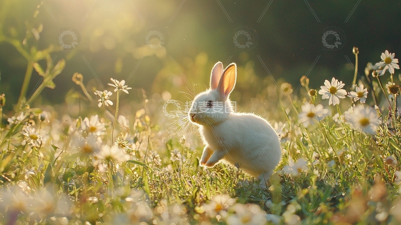 高清大图下载【趣麦麦图】阳光下的小白兔