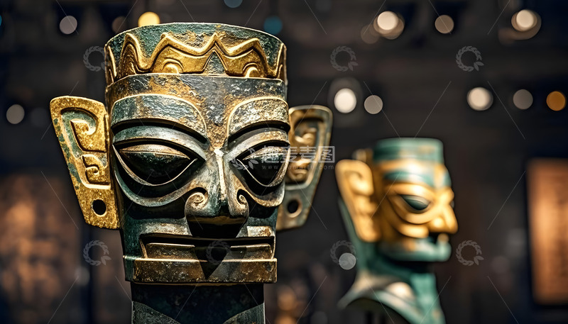 高清大图下载【趣麦麦图】博物馆三星堆出土文物摄影图