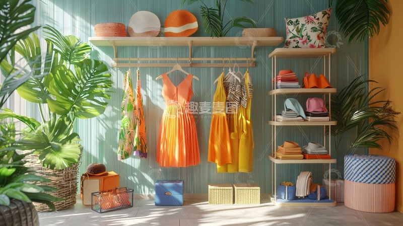 高清大图下载【趣麦麦图】阳光明媚的服装陈列室