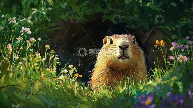 高清大图下载【趣麦麦图】草原土拨鼠洞穴