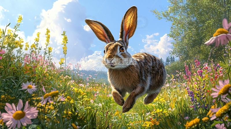 高清大图下载【趣麦麦图】奔跑的野兔