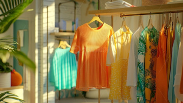 阳光洒落的服装店