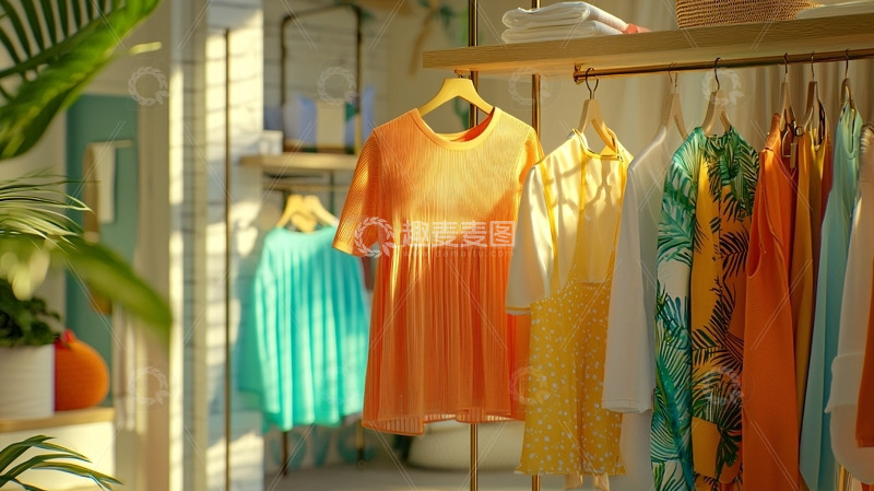 高清大图下载【趣麦麦图】阳光洒落的服装店