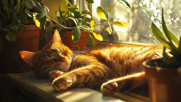 阳光下慵懒的橘猫