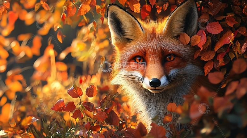 高清大图下载【趣麦麦图】秋日红狐