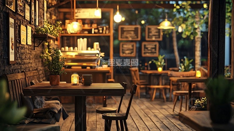 高清大图下载【趣麦麦图】温暖舒适的木质咖啡馆