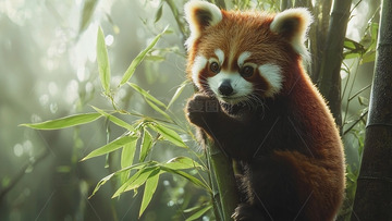 小熊猫树上萌态