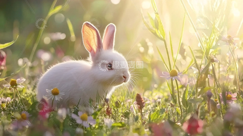 高清大图下载【趣麦麦图】阳光下的小白兔