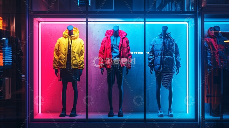高清大图下载【趣麦麦图】橱窗模特展示羽绒服