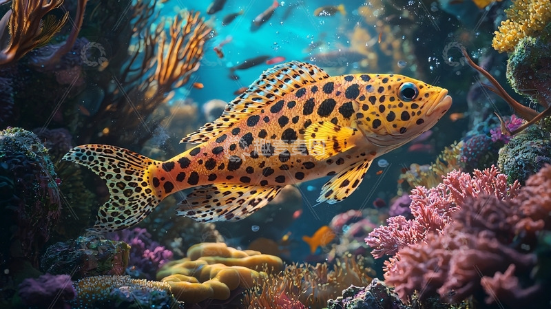 高清大图下载【趣麦麦图】色彩斑斓的珊瑚礁鱼
