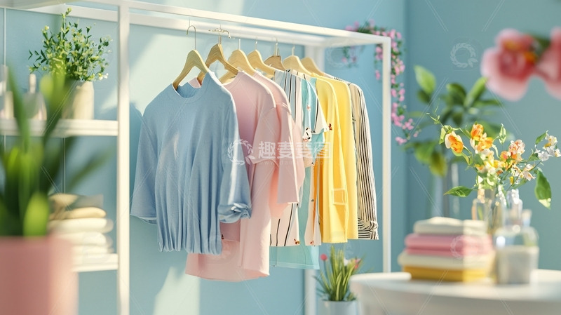 高清大图下载【趣麦麦图】简约衣物展示架