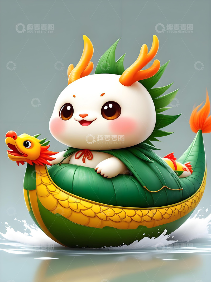 高清大图下载【趣麦麦图】端午海报卡通元素