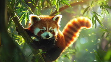 小熊猫树上可爱瞬间