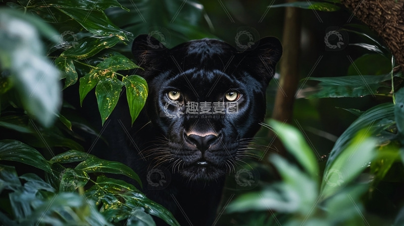 高清大图下载【趣麦麦图】黑豹凝视