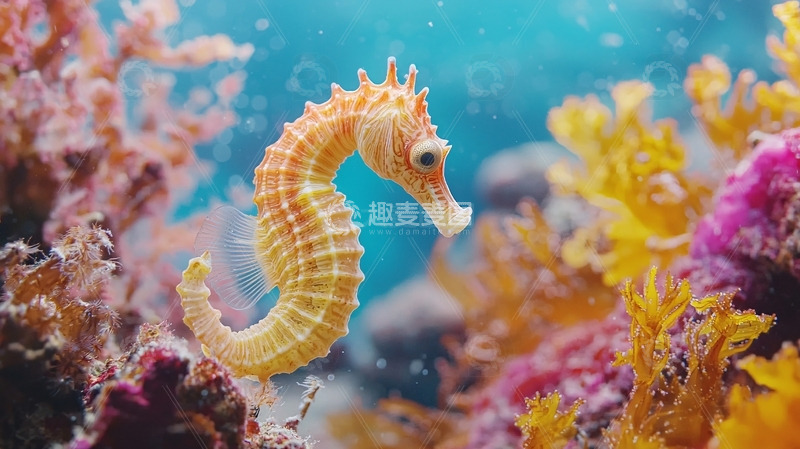 高清大图下载【趣麦麦图】珊瑚礁中的海马