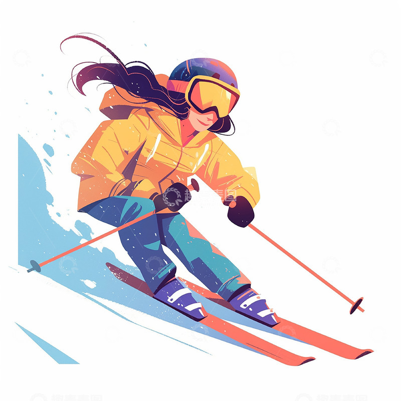 高清大图下载【趣麦麦图】滑雪的少女素材1