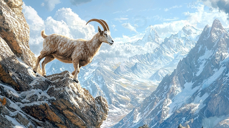 高清大图下载【趣麦麦图】山崖上的山羊