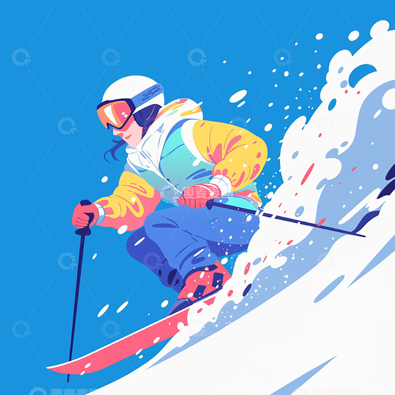 高清大图下载【趣麦麦图】滑雪的少女素材