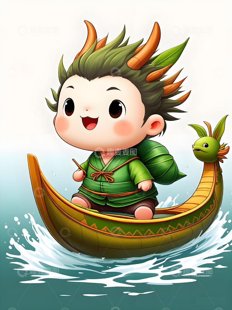 高清大图下载【趣麦麦图】端午龙舟国风海报元素