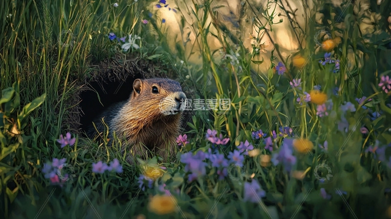 高清大图下载【趣麦麦图】草原旱獭洞穴